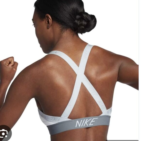 Nike Indy Dri-Fit Crossback Sports Bra White Gray Sz Small - Picture 2 of 8